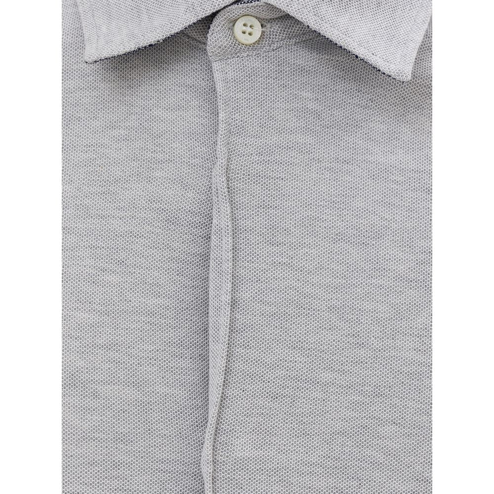 Corneliani Gray Cotton Dress Shirt